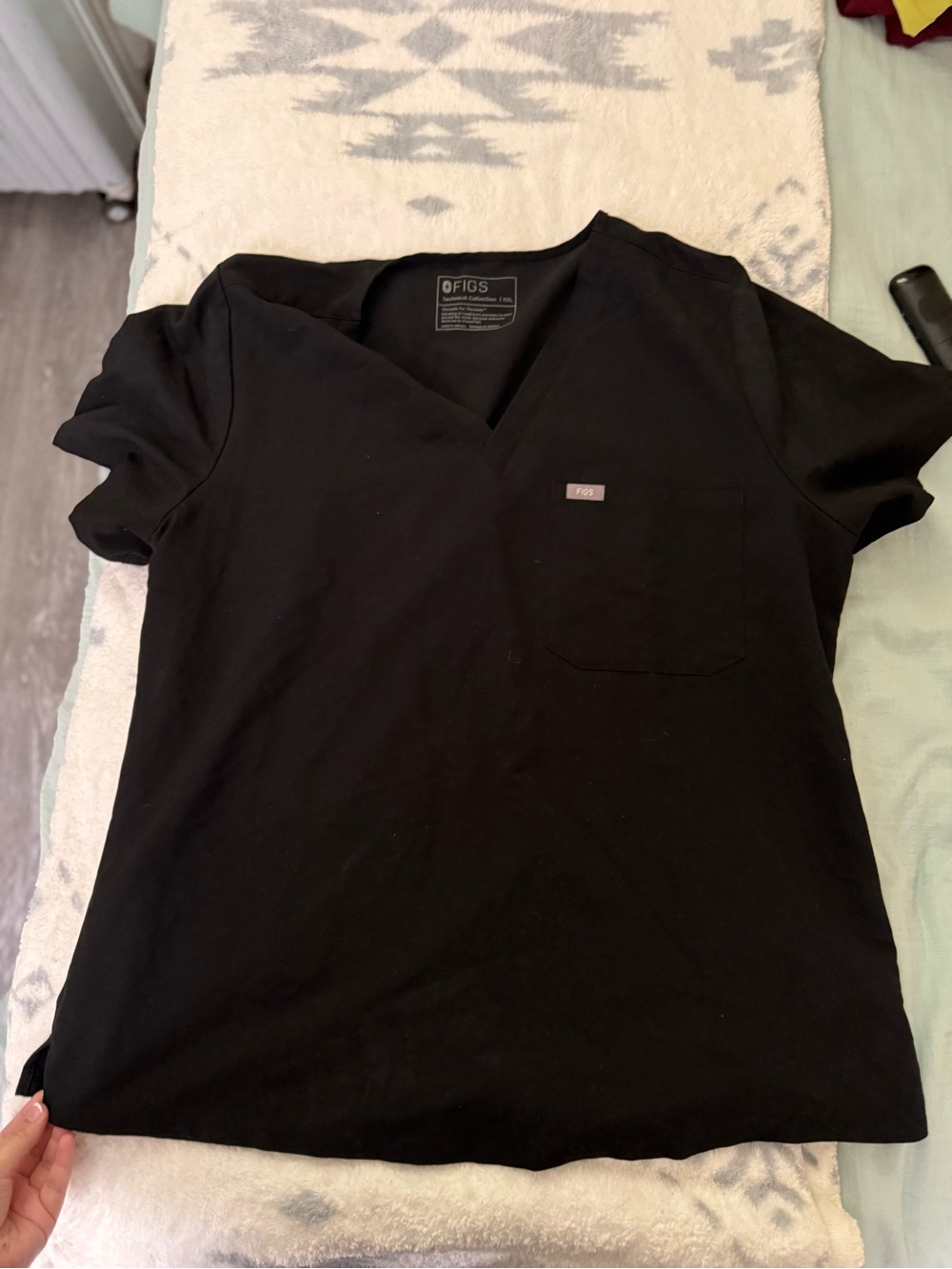 FIGS Black V-Neck Medical Scrub Top